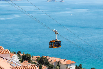 Tourists in the Dubrovnik cable car