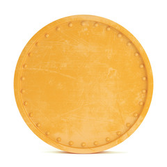 Golden blank scratched coin isolated on white background