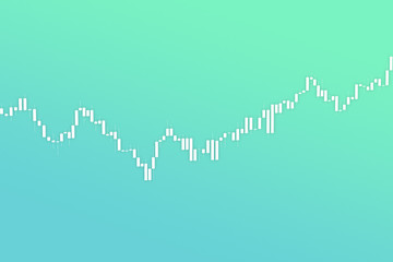 Market chart with growth bars 3D illustration on fluent green color background