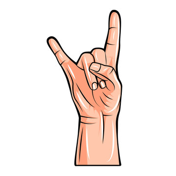 Rock on hand sign.  illustration isolated on white