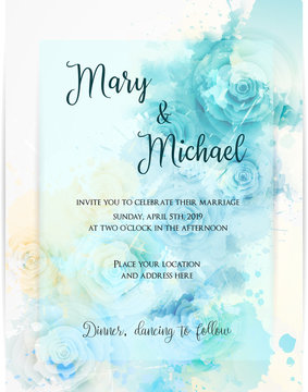 Floral invitation wedding template.