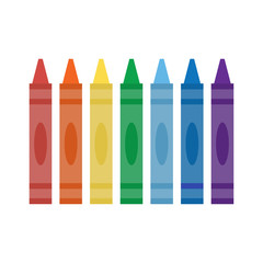 Wax colorful crayons on white background