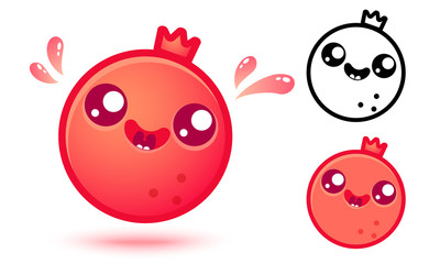 pomegranate in kawaii style