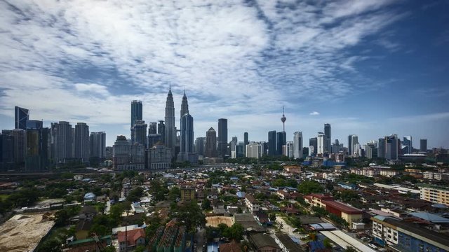 Cloudscape time lapse at Kuala Lumpur city skyline. 