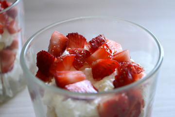 dessert with cottage cheese and strawberries