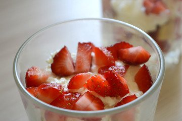 dessert with cottage cheese and strawberries