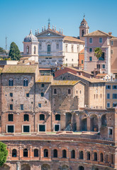 Panoramic view of the Trajan's Market from the Vittorio Emanuele II Monument in Rome, Italy.