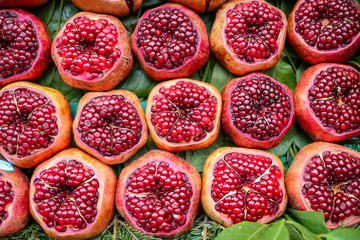 Group of half pomegranates