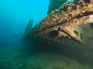 Fototapeta na wymiar Scuba Diving Malta - Scotscraig Wreck
