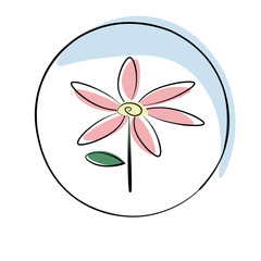 flower daisy drawing graphic in a circle