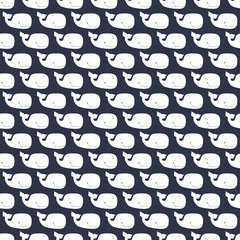 seamless pattern with sperm whales