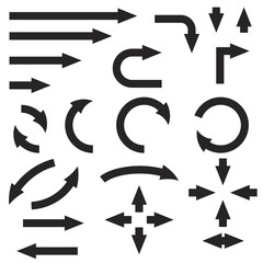 Black bold arrows set. Set of icons and icons combnations