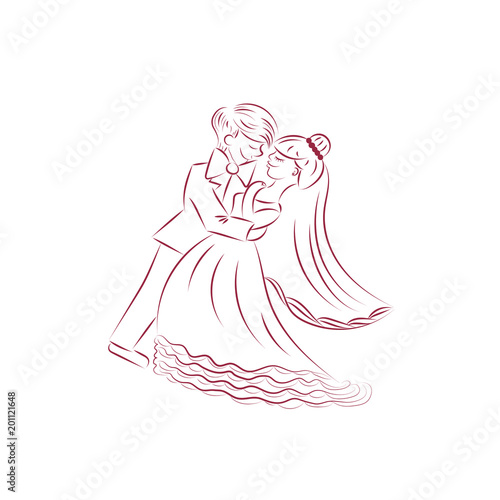 Wedding Bride And Groom Outline Drawing Invitation Vector Wedding Bride And Groom Outline Drawing Invitation Vector Ilration