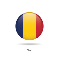 Fototapeta premium Chad flag - round glossy button. Vector Illustration.
