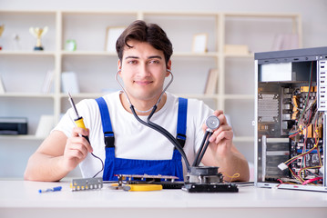 Computer hardware repair and fixing concept by experienced techn