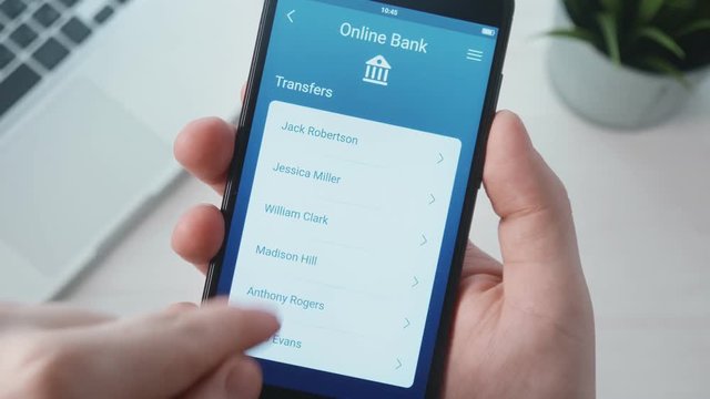 Transferring money using banking app