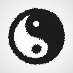 Hand drawn Yin Yang symbol. Vector illustration.