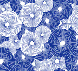 Hand drawn seamless vector pattern. Blue and white circles on a white background for printing, fabric, textile, manufacturing, wallpapers