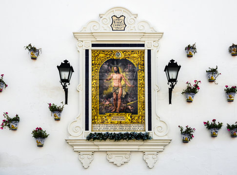 Retablo cer&aacute;mico del Resucitado, C&oacute;rdoba, Andaluc&iacute;a, Espa&ntilde;a