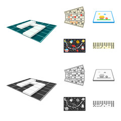 Board game cartoon,monochrome icons in set collection for design. Game and entertainment vector symbol stock web illustration.