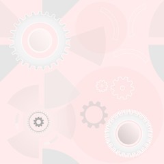 Seamless geometric technology background with gears and shape. Vector abstract graphic design.