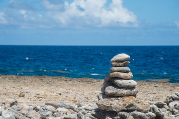 Zen rocks  with ocean background