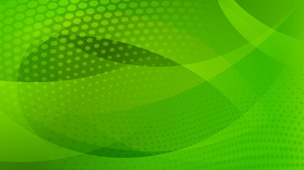 Obraz premium Abstract background of curved lines, curves and halftone dots in green colors