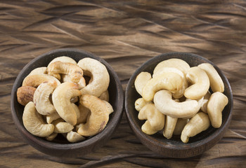 Natural and roasted cashew nut - Anacardium occidentale