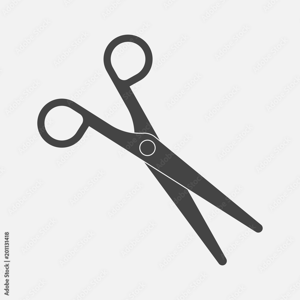 Poster vector scissors icon on gray background