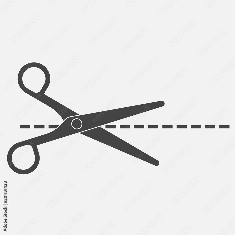 Poster vector scissors icon on gray background