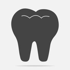 Vector tooth icon. Dentistry illustration on gray background