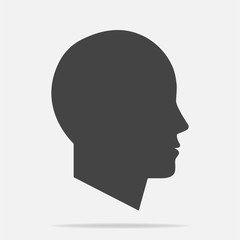 Vector icon of a man's head. Illustration of a man or woman head on a gray background