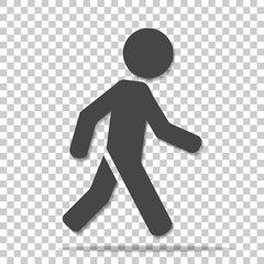 Vector icon of a walking pedestrian. Illustration of a walking man on a transparent  background