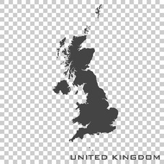 Vector icon map of United Kingdom on transparent background