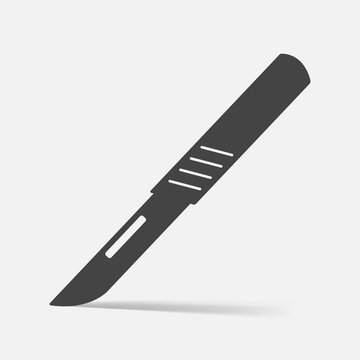 Vector Icon Scalpel Medical Surgical On A Gray Background