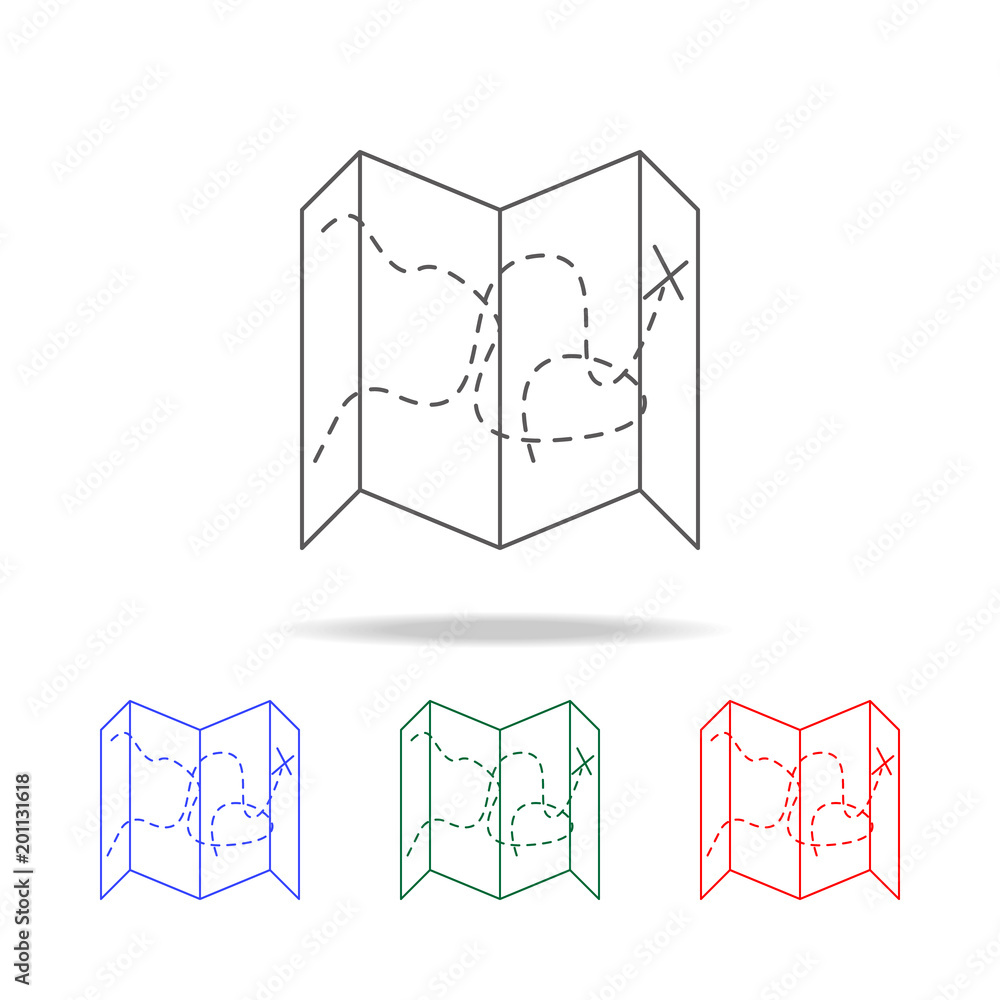 Poster expanded map icon. elements of camping multi colored icons. premium quality graphic design icon. sim
