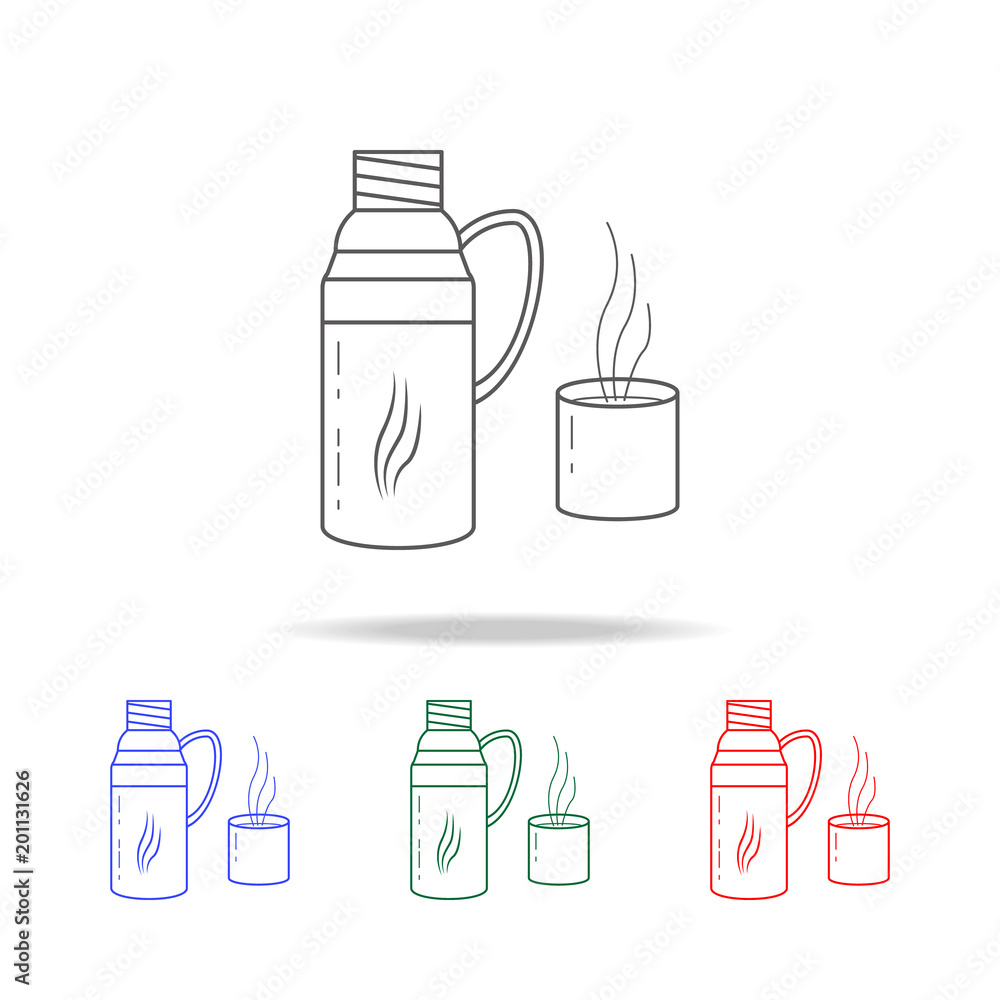 Poster thermos flask icon. elements of camping multi colored icons. premium quality graphic design icon. si