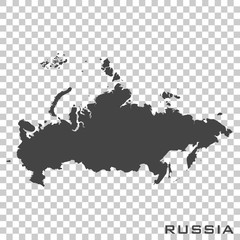 Vector icon map of Russia on transparent background