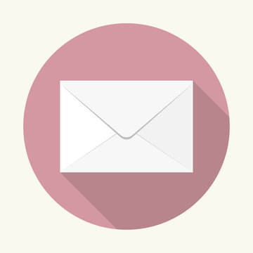 Mail vector icon on flat design. E-mail vector illustration with shadow.
