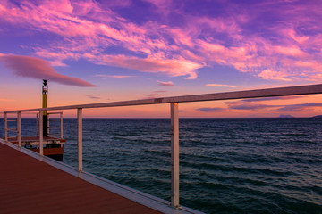 Pier. View of the sunset from the pier in Estepona. 