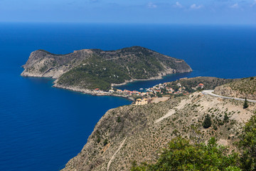 Amazing Landscape of Assos village and beautiful sea bay, Kefalonia, Ionian islands, Greece