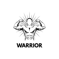 Strongman, Bodybuilder. Muscular man. Sportsman. Athlete. Fitness, Sport training. Vector.