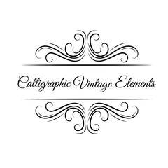 Calligraphic elements. Ornament, swirls, filigree elements. Wedding cards, invitations, save the date, Christmas. Vector.