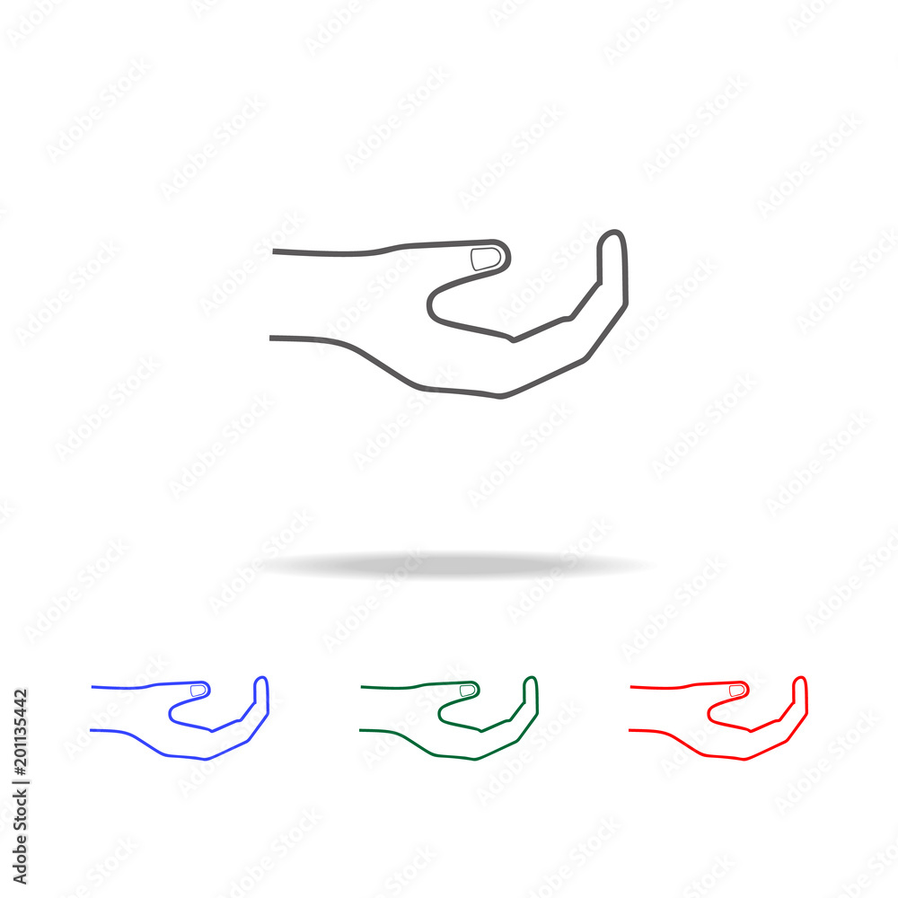 Poster hand sign hold icon. elements of hands multi colored icons. premium quality graphic design icon. sim