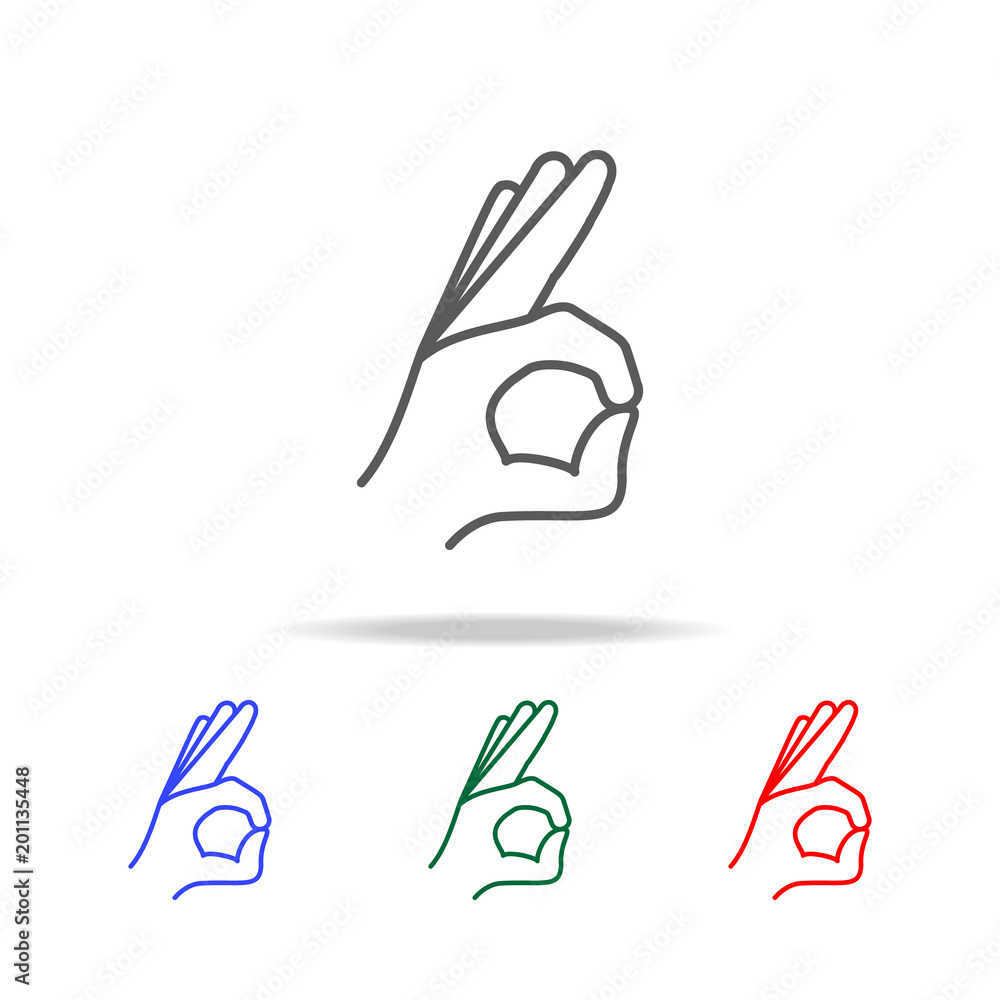 Poster hand sign all is well icon. elements of hands multi colored icons. premium quality graphic design ic