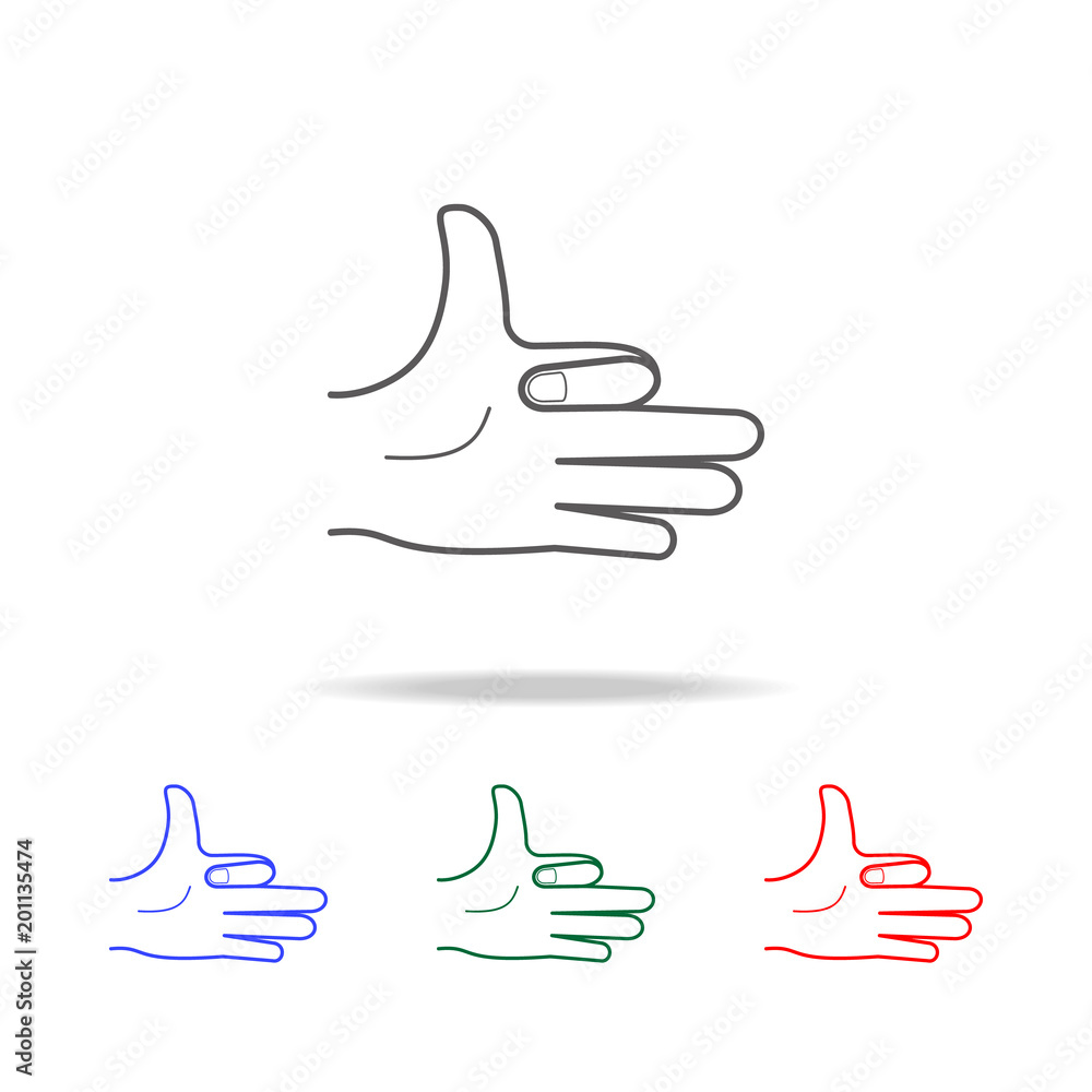 Poster hand sign concealed index finger icon. elements of hands multi colored icons. premium quality graphi