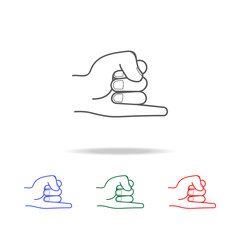 hand sign fist with an elongated little finger icon. Elements of hands multi colored icons. Premium quality graphic design icon. Simple icon for websites, web design; mobile app