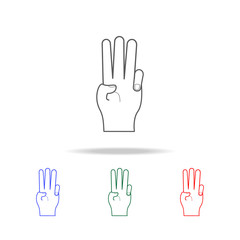hand sign show three icon. Elements of hands multi colored icons. Premium quality graphic design icon. Simple icon for websites, web design; mobile app, info graphics