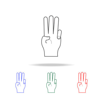 hand sign show three icon. Elements of hands multi colored icons. Premium quality graphic design icon. Simple icon for websites, web design; mobile app, info graphics
