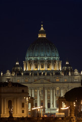 Fototapeta na wymiar St Peter's at night, Vatican, Rome, Italy